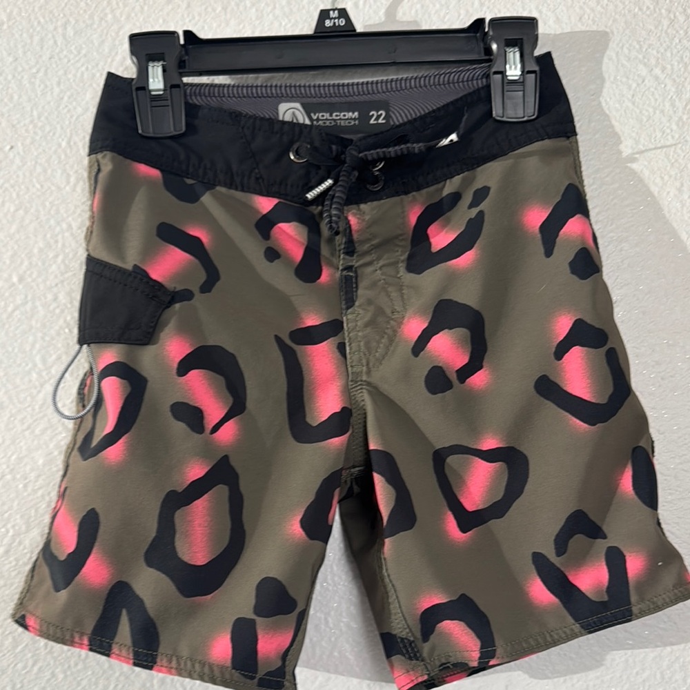 Volcom Kids Leopard Print Skorts - Pink and Black